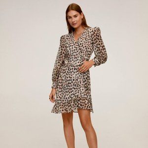 MANGO animal leopard print wrap dress